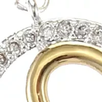 Lab Created Two Tone CZ Pendant Heart Duo Necklace