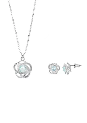 Lab Created Silver Tone Pave CZ Twist Necklace and Earring set