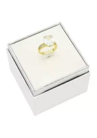 Lab Grown Gold Tone Cushion Cut Cubic Zirconia Double Row Pavé Band Ring