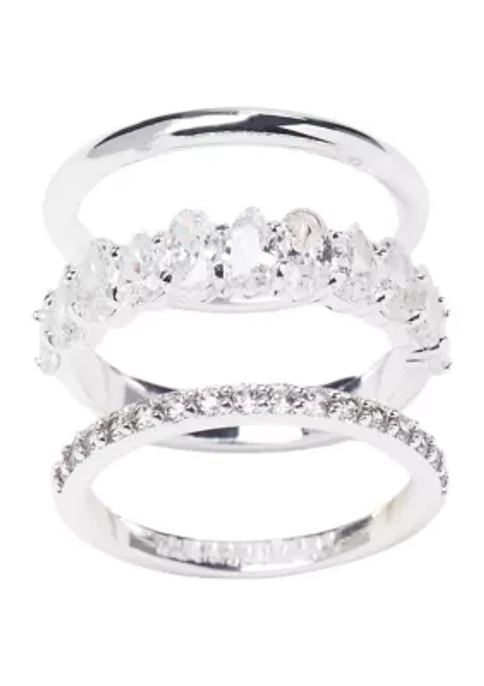 Marquise Stone Pavé Band Ring Set