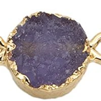 Duo Amethyst Engraved Gold Bracelets