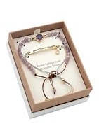 Duo Amethyst Engraved Gold Bracelets