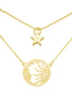 Lab Grown Gold Duo Sun and Moon Pendant Necklace