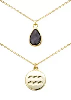 Wonderly Lab Created Gold Duo Febuary Birthstone CZ  Pendant