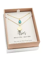 Lab Grown Gold Duo March Birthstone Cubic Zirconia Pendant