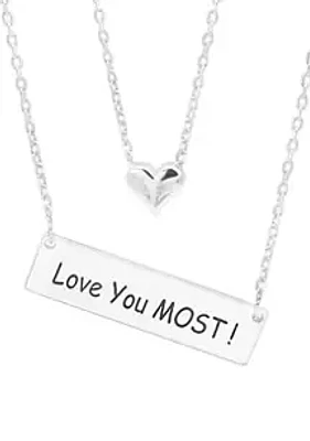 Wonderly Lab Created Silver Heart and Love Pendant Necklace