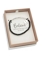 Silver Beaded Blessed Stretch Bracelet