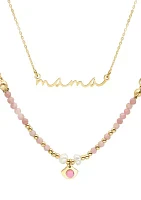 Gold Plated Duo Mama and Beaded Charm Necklace - Set of 2