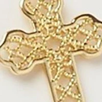 Gold Plated Filigree Cross and Open Heart Duo Pendant Necklace Set