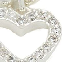 Lab Created Silver Tone CZ Heart Beaded Adjustable Bracelet