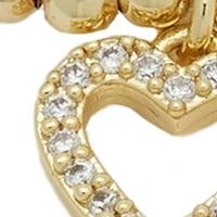 Lab Created Gold Tone CZ Heart Beaded Adjustable Bracelet