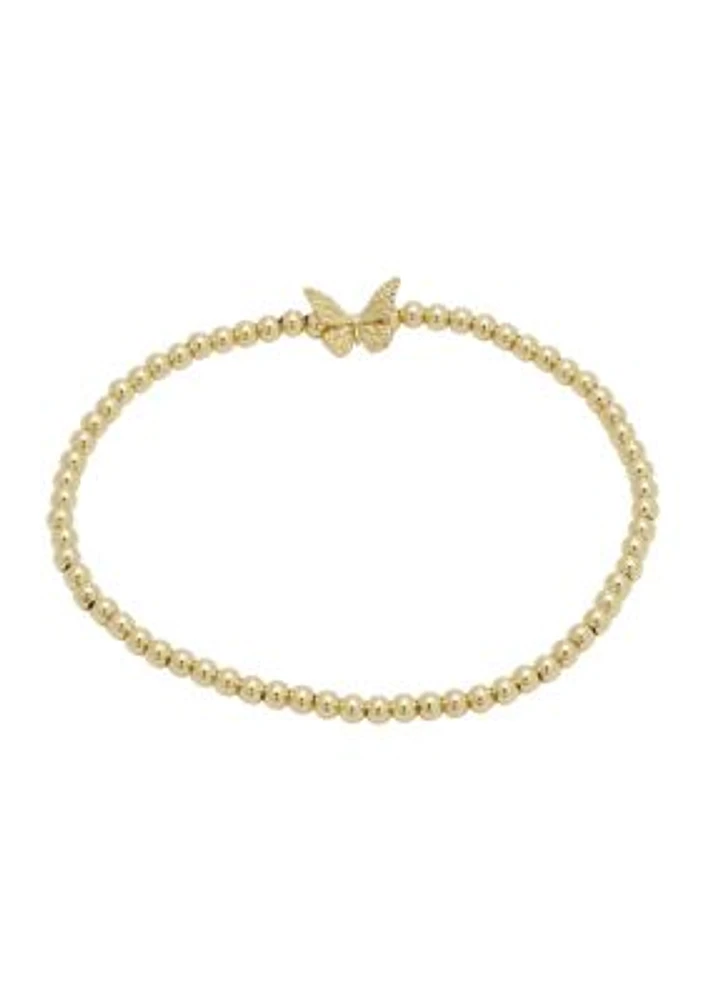 Gold Tone Butterfly Beaded Adjustable Bracelet