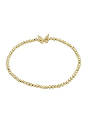 Gold Tone Butterfly Beaded Adjustable Bracelet