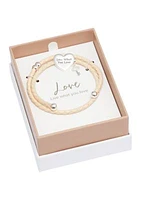 Lab Created Silver Tone Live What You Love Heart Charm Leather Adjustable Bracelet