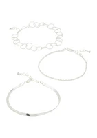 Silver Tone Chain Trio Bracelet Set