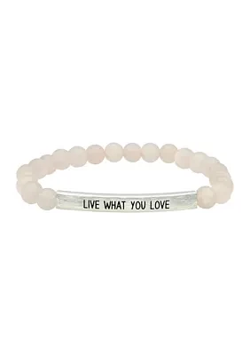 Silver Tone Genuine Stone "Live What You Love" Beaded Bracelet