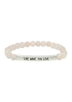 Silver Tone Genuine Stone "Live What You Love" Beaded Bracelet