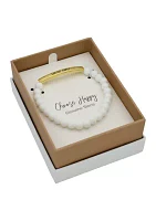 Gold Tone Genuine Stone "Choose Happy" Beaded Bracelet