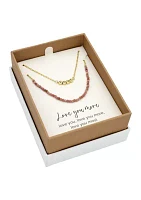 Lab Grown Gold Tone Rose Quartz Love Duo Necklace Set