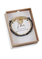 Gold Tone Heart Toggle and Beaded Duo Bracelet Set