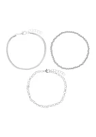Beaded and Link Bracelet Trio Set