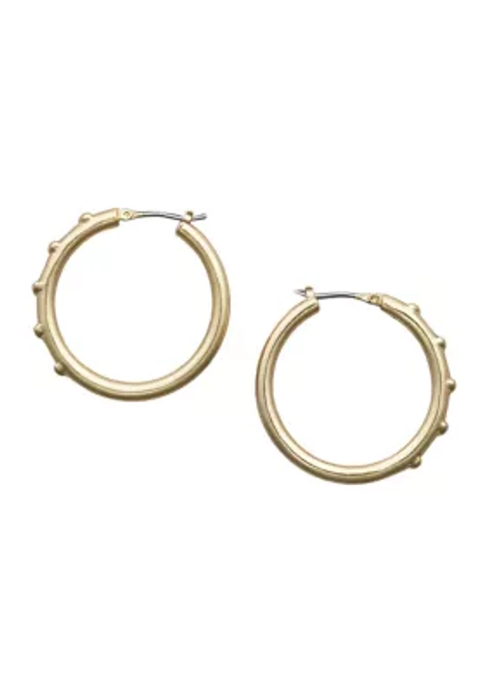 Granulated Heart Hoop Earrings