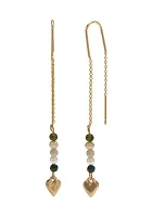 Pearl Heart Strand Threader Earrings