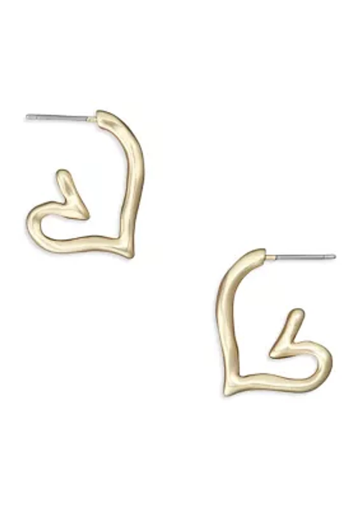 Gold Tone Heart Hoop Earrings