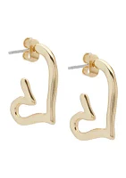 Gold Tone Heart Hoop Earrings