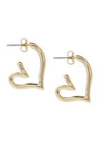 Gold Tone Heart Hoop Earrings