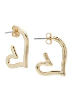 Gold Tone Heart Hoop Earrings