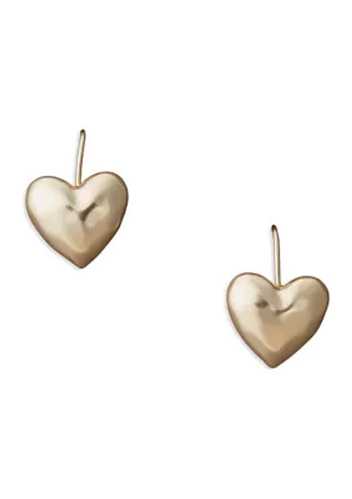 Gold Tone Bubble Heart Shaped Earrings