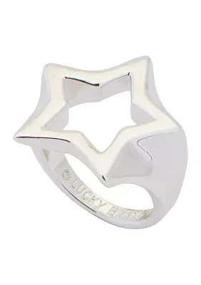 Silver Tone Open Star Ring