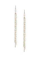 Gold Tone Pearl Fringe Earrings