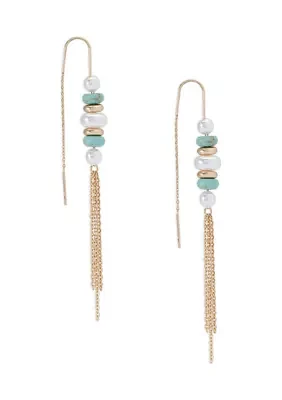 Pearl and Stone Fringe Earrings