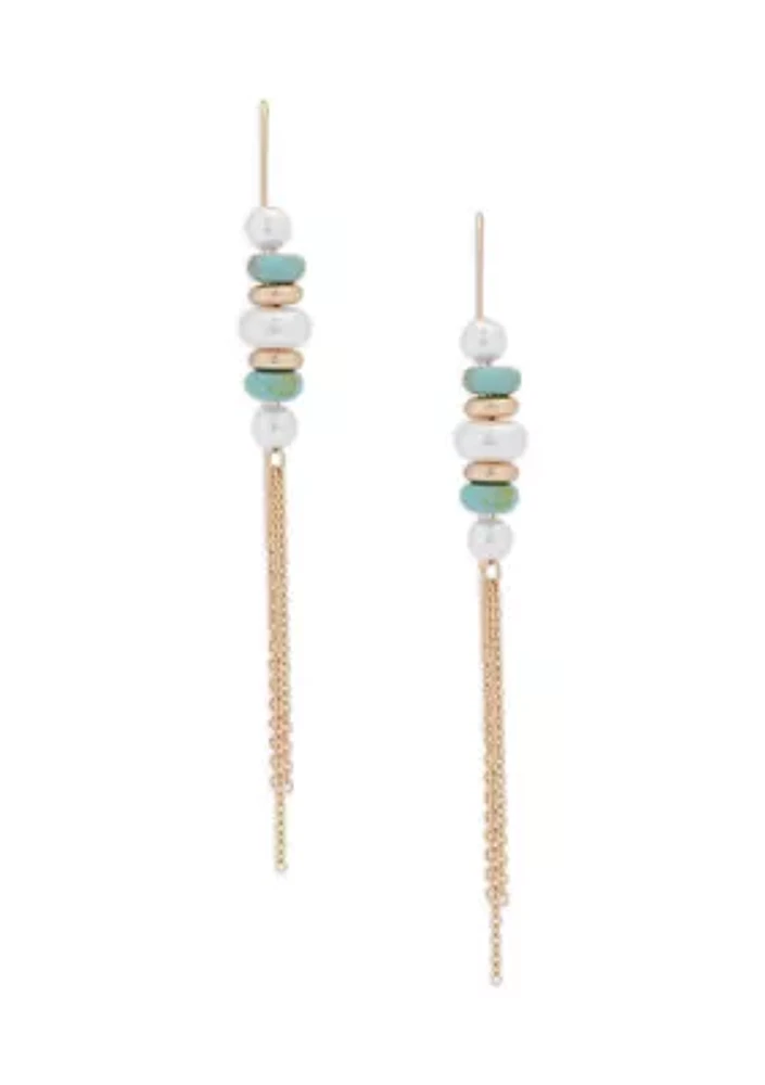 Pearl and Stone Fringe Earrings