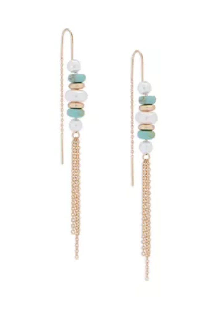 Pearl and Stone Fringe Earrings