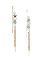 Pearl and Stone Fringe Earrings