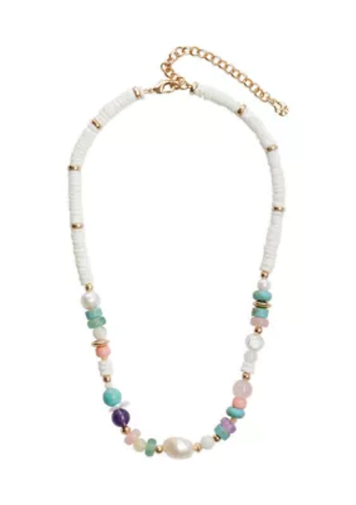 Multicolor Stone and Shell Necklace