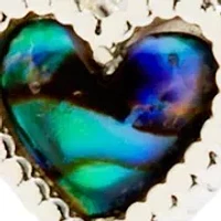 Silver Tone Abalone Heart Threader Earrings