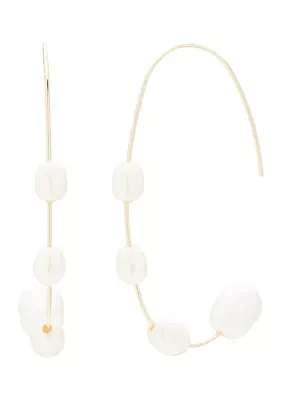 Gold Tone Large Pearl Oval Earrings