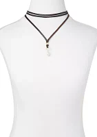 Leather Pearl Layer Necklace