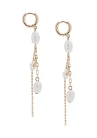 Pearl Chain Hoop Fringe Earrings