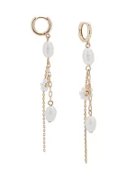 Pearl Chain Hoop Fringe Earrings