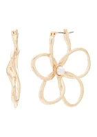 Gold Tone Daisy Pearl Earrings