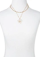 Gold Tone Daisy Beaded Layer Necklace