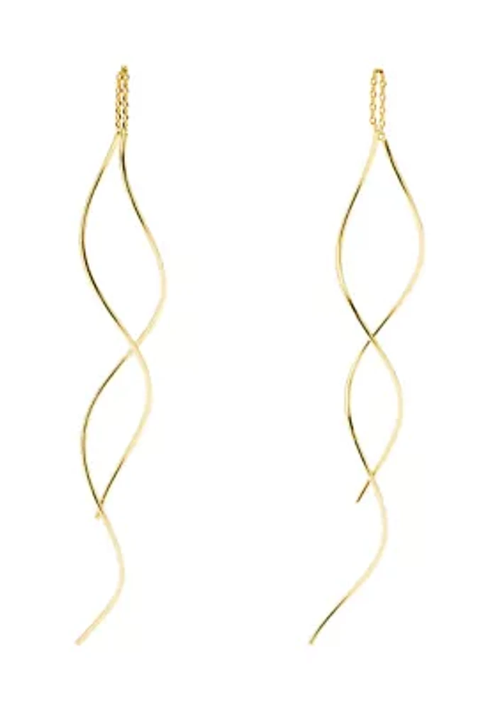 Gold Tone Wavy Threader Earrings