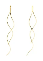 Gold Tone Wavy Threader Earrings