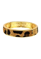 Gold Tone Leopard Printed Metal Bracelet