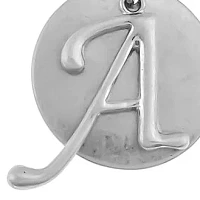 Silver Tone Herringbone Chain Necklace with Disc Letter Overlay Pendant